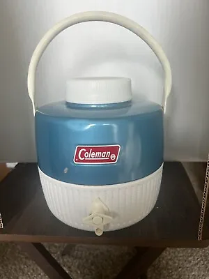 $40 • Buy Vintage 1976 Coleman Ice Blue & Snow White Water Cooler Jug - One Gallon