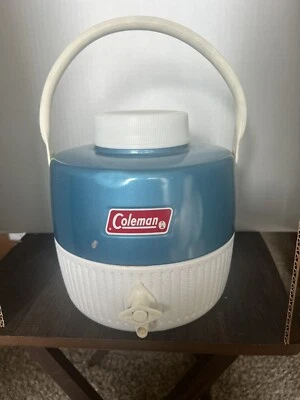 $40 • Buy Vintage 1976 Coleman Ice Blue & Snow White Water Cooler Jug - One Gallon