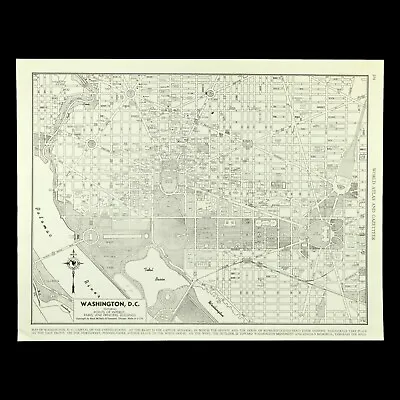 Vintage WASHINGTON DC City Street Map Wall Art Decor Original 1940s US Capitol • $15.95