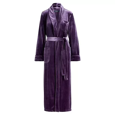 LAUREN Ralph Lauren Size MEDIUM Velvet Shawl Collar Long Robe Purple Women's • $44.95