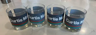 4 Vtg Curtis Mathes Promotional Advertising Rocks Glasses Gray & Rainbow Stripe • $55.19