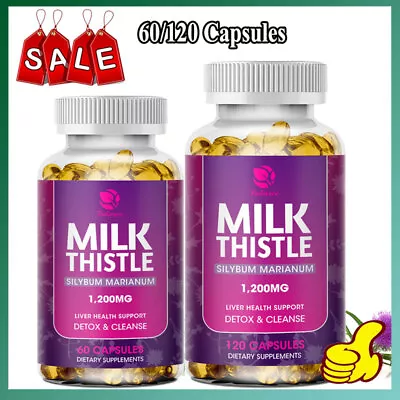 Milk Thistle 1200mg Capsule | Dandelion Root & Silymarin 4:1 | Protect The Liver • $12.56