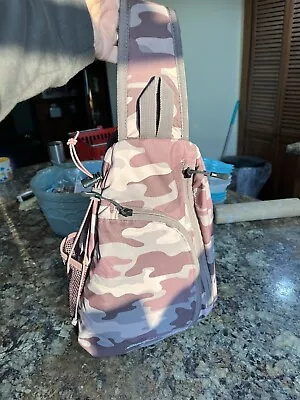 Eddie Bauer Purple Nylon Camouflage Sling Back Crossbody Backpack Shoulder • $17.99