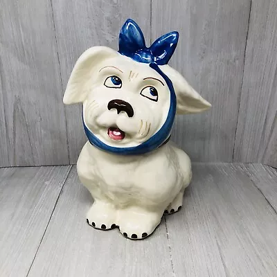 Vintage Shawnee Pottery Cookie Jar MUGGSY Dog With Blue Bow Toothache • $79.99