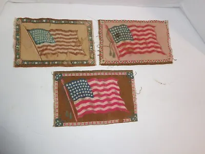3 Vintage American Flag 48 Stars Cigar Box Felt Early 1900s Tobacciana As Found • $6