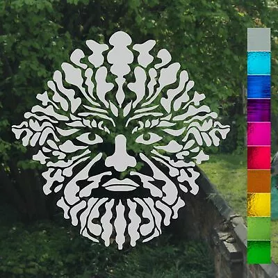 Green Man Tree Leaf Face Pagan Frost Etch Or Stained Glass Effect Window Sticker • £4.20