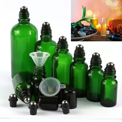 New 5-100ml Roll On Glass Bottle Essential Perfume Oil Metal Roller Ball Empty • $193.42