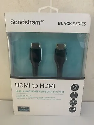 SandStrom High Speed HDMI To HDMI - 3M - Black Series S3HDM114X • £8.95