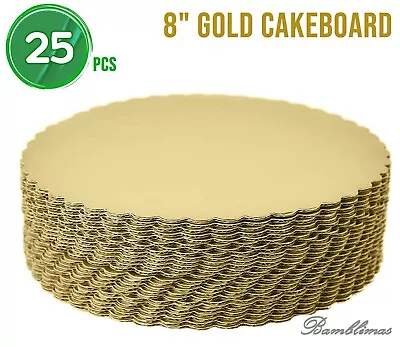 8  Gold Cakeboard RoundSmall Cake Circle Base 25pack (Gold 8inch) • £9.95