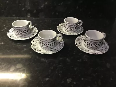 Cappuccino Cups And Saucers Set Of 4 NEW • £14.99