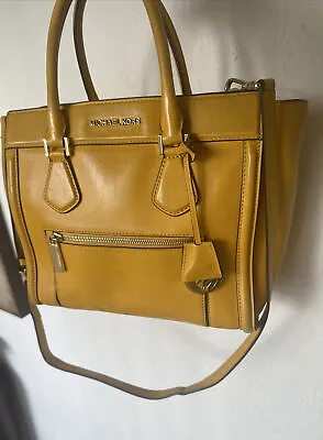 Michael Kors Yellow Leather Colette Zip-Top Satchel Bag • $29