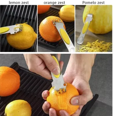 3-in-1 Lemon Zester Grater - Stainless Steel Citrus Peeler Kitchen Tool W Knife • $8.49