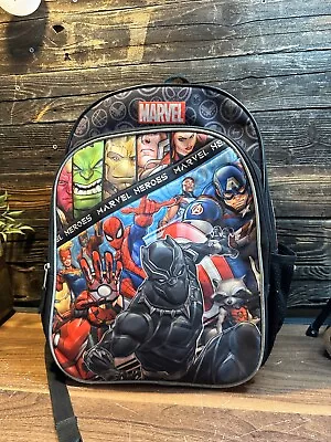 Marvel Backpack Super Hero Kids Black 16.5  X 12 X 4.5  Adj Straps Clean • $10