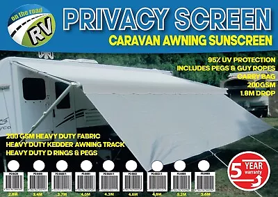 On The Road Caravan 2.8M Awning Privacy Screen SunShade Accessories Camper PARTS • $59