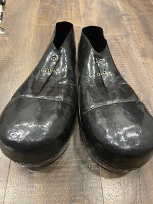 $52 • Buy Vintage Plastic Clown Costume Shoes Black Jumbo Size USA