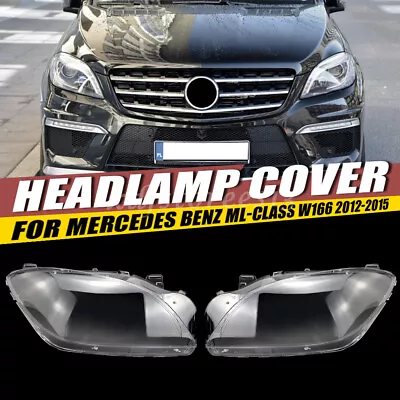 Pair For Mercedes-Benz W166 ML-Class 2012-2015 Headlight Clear Lens Cover Shell • $74.90