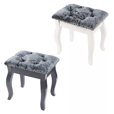 Crushed Velvet Padded Dressing Table Stool Make-Up Vanity Chair Piano Stool Seat • £34.95