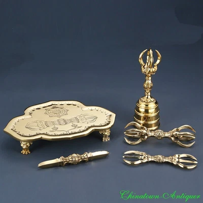 $2688.30 • Buy Shingon Buddhist Ritual Implements Vajra Bell And Board 5 PCS Set Artifact #0619