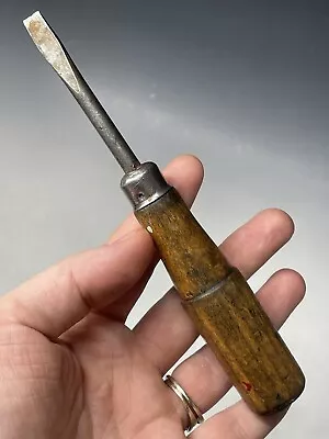 Antique - Vintage Wooden Handle Straight Slot Screwdriver Tool • $12