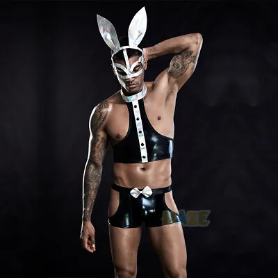 3pcs Men's Sexy Black Rabbit Bunny Nightclub Performance Cosplay Outfit Costume • $29.75