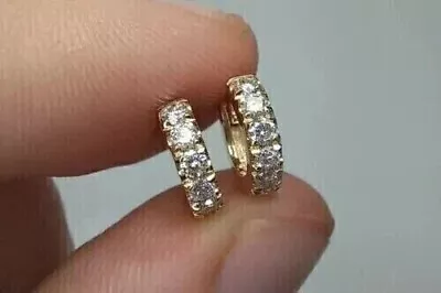 2Ct Round Cut Lab-Created Diamond Huggie Hoop Earrings 14K Yellow Gold Plated • $54.99