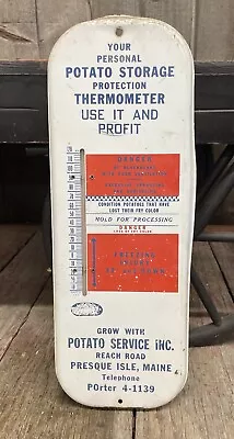 Vintage Presque Isle Maine Potato Storage Service Advertising Thermometer Sign • $275