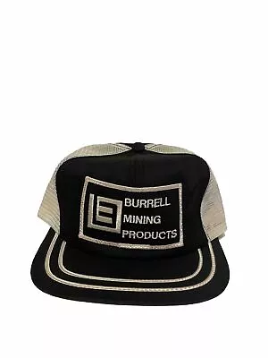 Vintage Burrell Mining Products Patch Black SnapBack Trucker Hat Swingster • $27.50