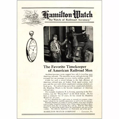 1922 Hamilton Watch: Timekeeper Of American Railroad Men Vintage Print Ad • £6.41