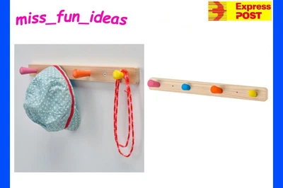 $29.99 • Buy IKEA FLISAT Kids Children Baby Coat Hat Clothes Rack Knob Hook Hanging Wood Wall