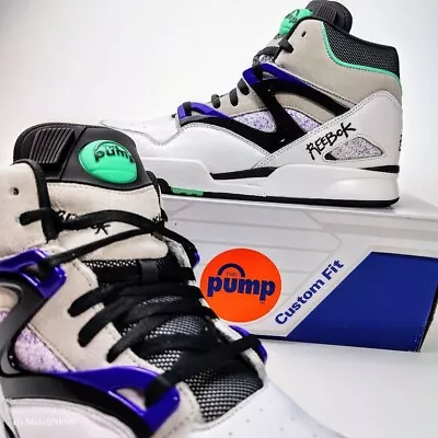 Reebok Pump Omni Zone 2 Mens US 13 White Grey Purple Mint Black Retro Basketball • $194.91