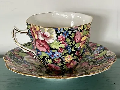 Vintage Rosina Floral Chintz China Teacup Saucer England EXCELLENT! • $29.99