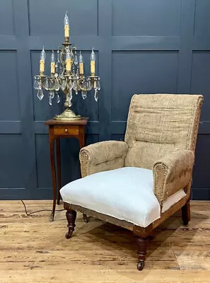 A Late 19th Century English Upholstered Armchair - Reupholstery Option • £695