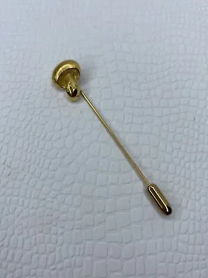 Vintage Crown Trifari Brushed Gold Tone Textured Mini Mushroom Stick Pin Brooch • $14.99