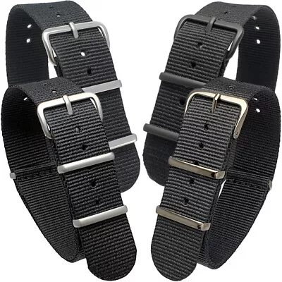 NATO G10 Army Military Nylon Watch Strap Band Black 16mm 18mm 20mm 22mm 24mm • £7.89