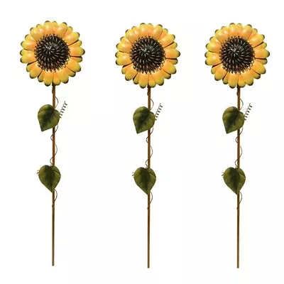 Metal Sunflower Garden Stakes 3 Pack Decor Yard Art In-outdoor  Dooryard  Patio • $39.99