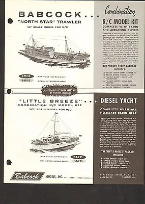 Vintage Ad Sheet #1437 - Babcock Models  - Yacht - Boats • $12