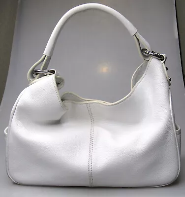 TOD'S Pebbled White Leather Satchel Hobo Shoulder Bag Handbag • $95