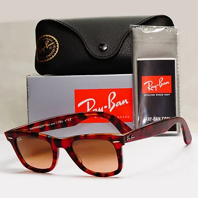 Ray-Ban Sunglasses Wayfarer Dark Red Havana Transparent Brown RB 2140 1275/A5 • $175.59