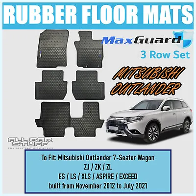 $128.99 • Buy Rubber Floor Mats For Mitsubishi Outlander (3-Rows) ZJ/ZK/ZL: 11/2012 To 07/2021