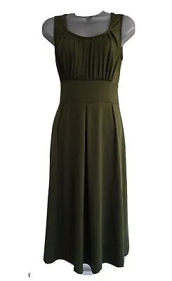 J TAYLOR Womens Green Fit & Flare Pleated Front Sleeveless Dress. UK 10 US 6. • £14.50