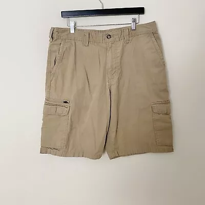 Eddie Bauer Beige Khaki Cargo Shorts Mens 36  Outdoor Hiking Lots Of Pockets • $19.99