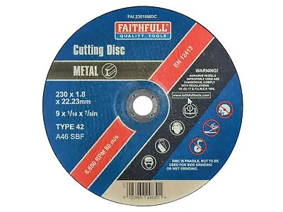 Faithfull Depressed Centre Stainless Cutting Disc 230 X 1.8 X 22.23mm • £3.30