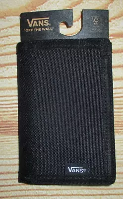 Mens Vans Off The Wall Solid Black Trifold Wallet • $19.90