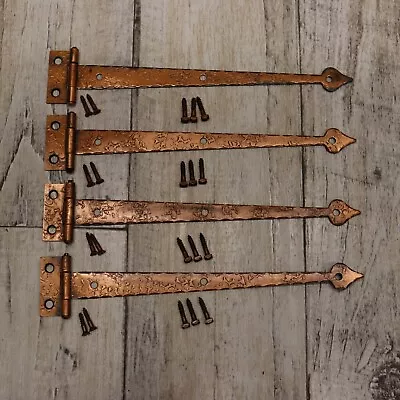 $19.99 • Buy 4PC Vintage Mckinney Forged Iron FullSurface Strap Hinge Cabinet Hardware-Copper