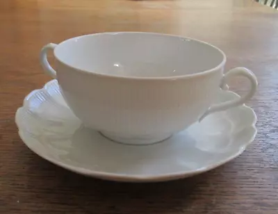 Kaiser  Romantica Double Handle Soup Bowl & Saucer ? Coffee Tea Cup ? All White • $44.98