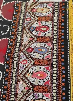 Suzani Wall Hanging Vintage Uzbek Embroidery Bedding 326x67cm D-20 • $78