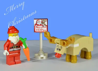 £9.49 • Buy LEGO Pieces SANTA And REINDEER Father Christmas And Rudolph And Carrot Lego Food