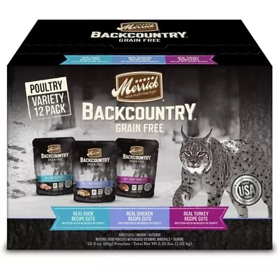 12) Merrick Backcountry Grain Free Variety Pack Protein Rich MorselsWet Cat Food • $14.99