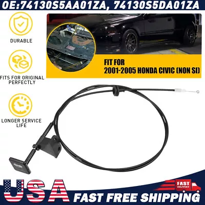 Hood Latch Release Cable With Handle Pull Fits For 2001-2005 Honda Civic Non Si • $12.99