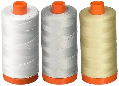 3-PACK - Aurifil 50WT - White + Dove + Light Beige Solid - Mako Cotton Threa... • $37.97